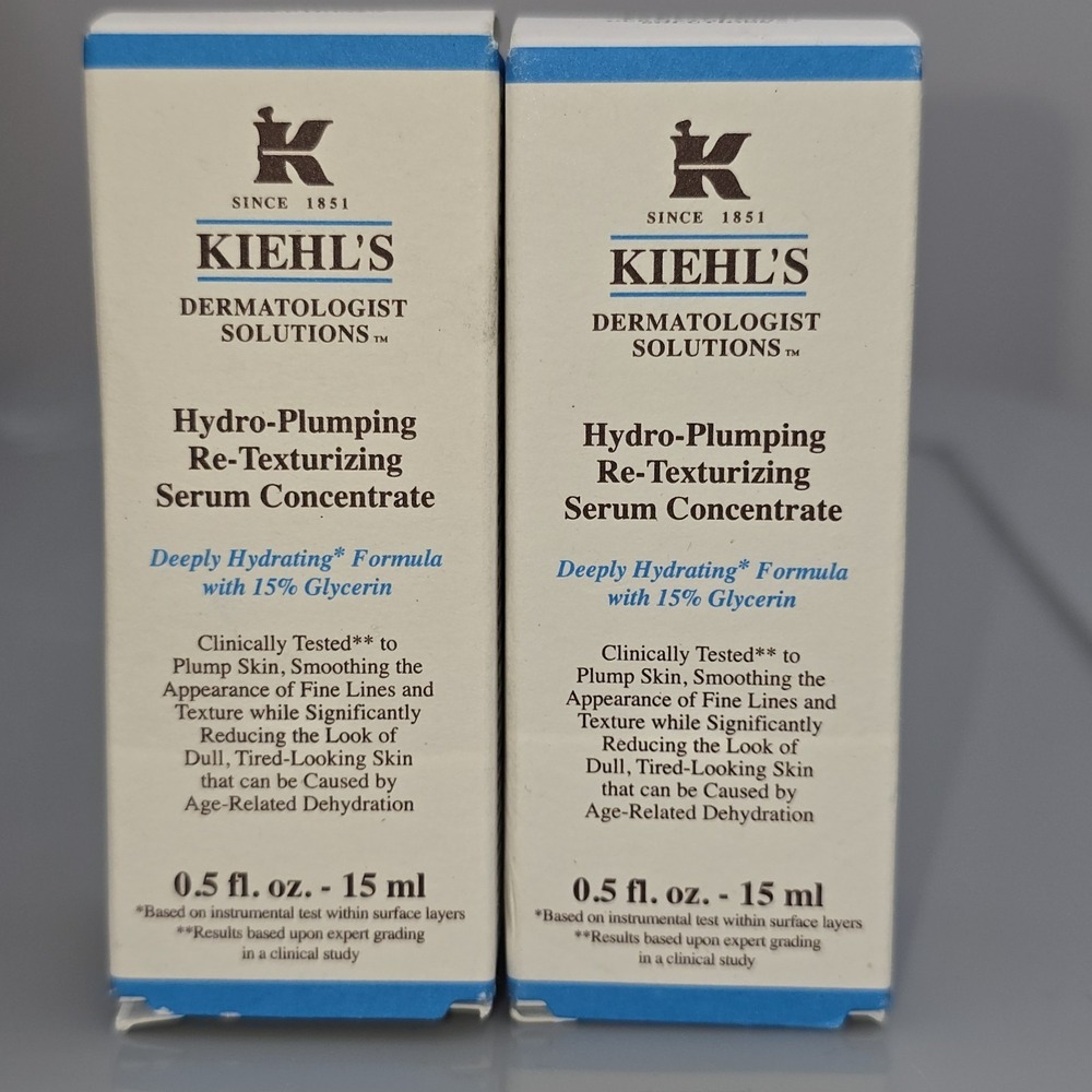 KIEHLS Hydro Plumping Re texturizing Serum Concentrate 0.5 oz 15 ml Lot Of 2 - Picture 1 of 8